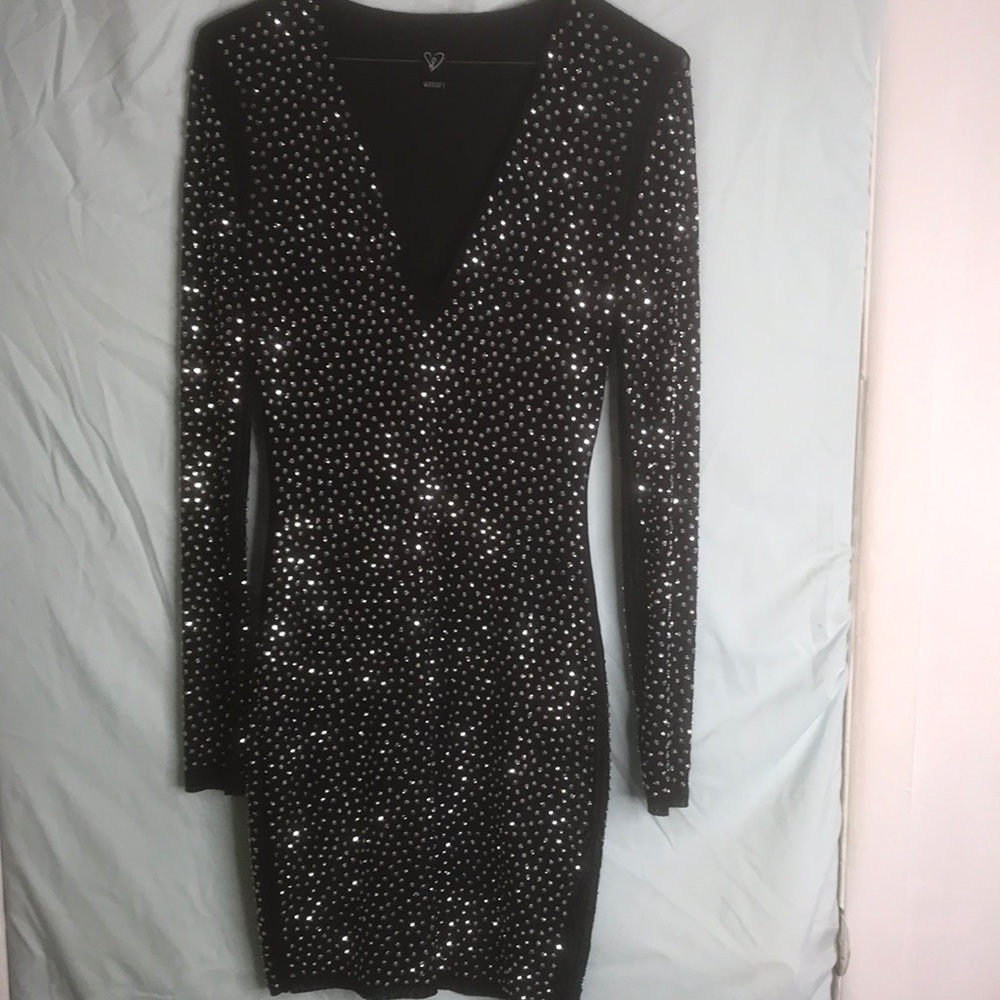 Black bedazzled mini dress